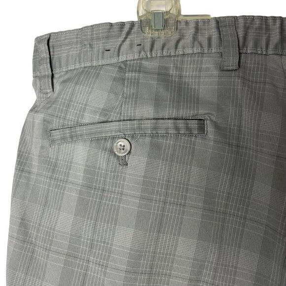 Greg Norman Gray and White Plaid Shorts Stretchy Shorts with Pockets waist 38 - Picture 5 of 12